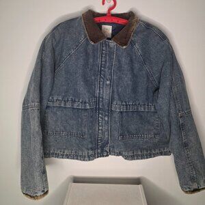 Cali 1850 Women's Denim Front Zip Jacket Corduroy Collar Size XL